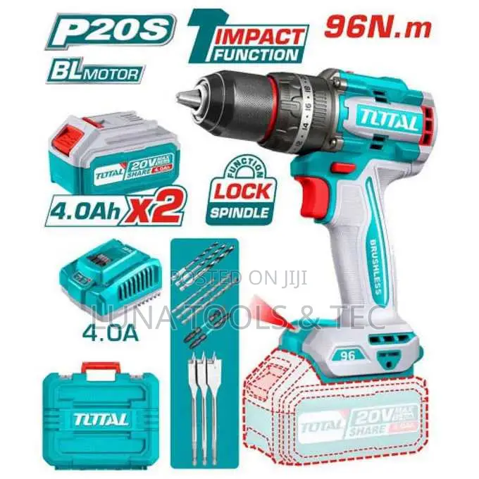 Total Tidli20968 Brushless Cordless Impact Drill 96nm