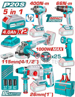 Total Tckli20592 5 PCS Cordless Industrial Combo Kit