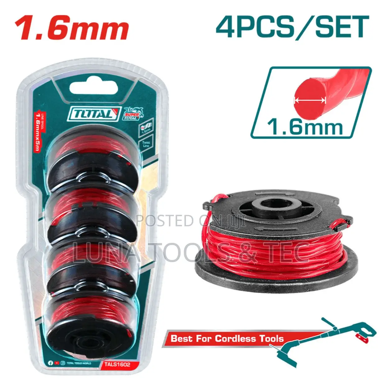 Total Tals1602 Line Spool 5m 4 PCS Line Spool 1.6mm