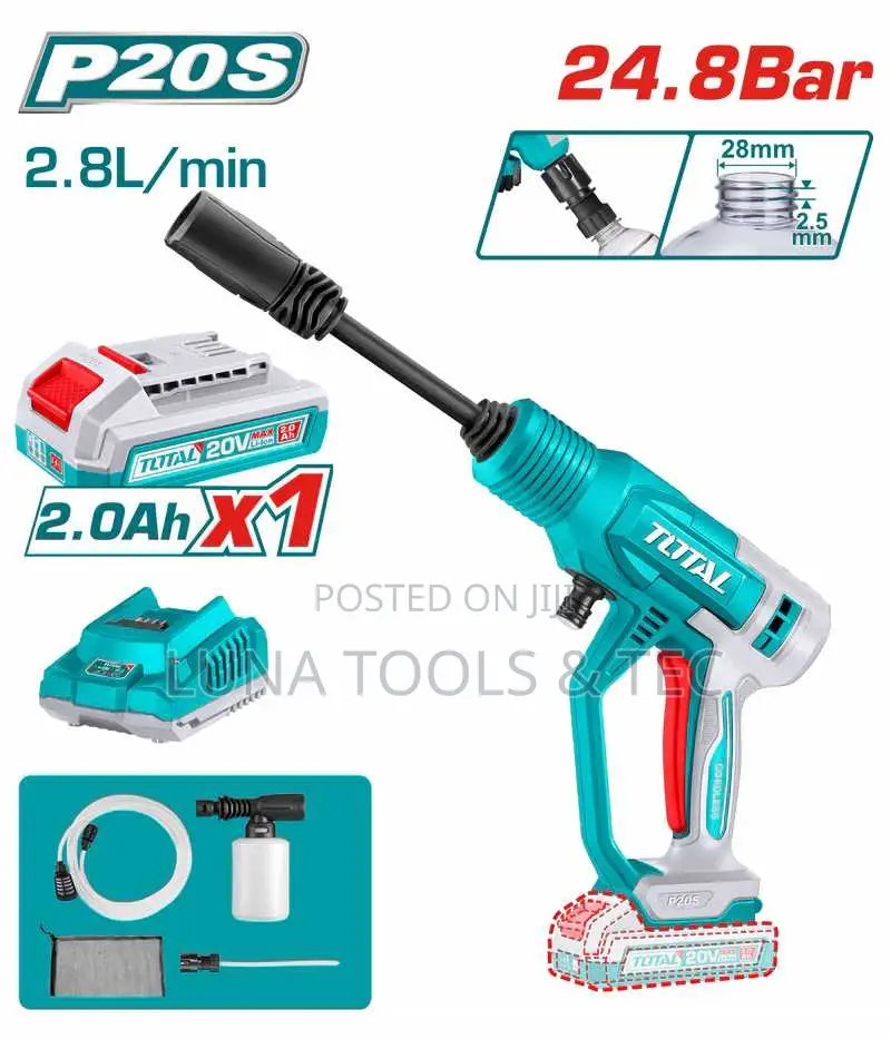 Powerful Total Tpwli20362 Cordless Pressure Washer 24.8bar
