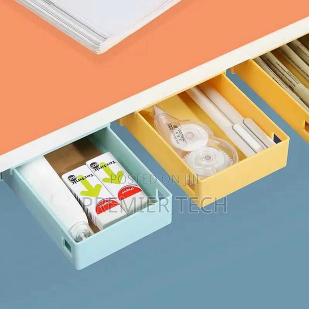 Hidden Storage Drawer Organizer Hanging Punch-Free Blue Storage Boxes - main view