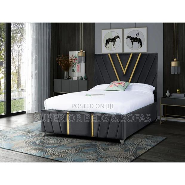 New Chic Black Fabric Bed 5x6