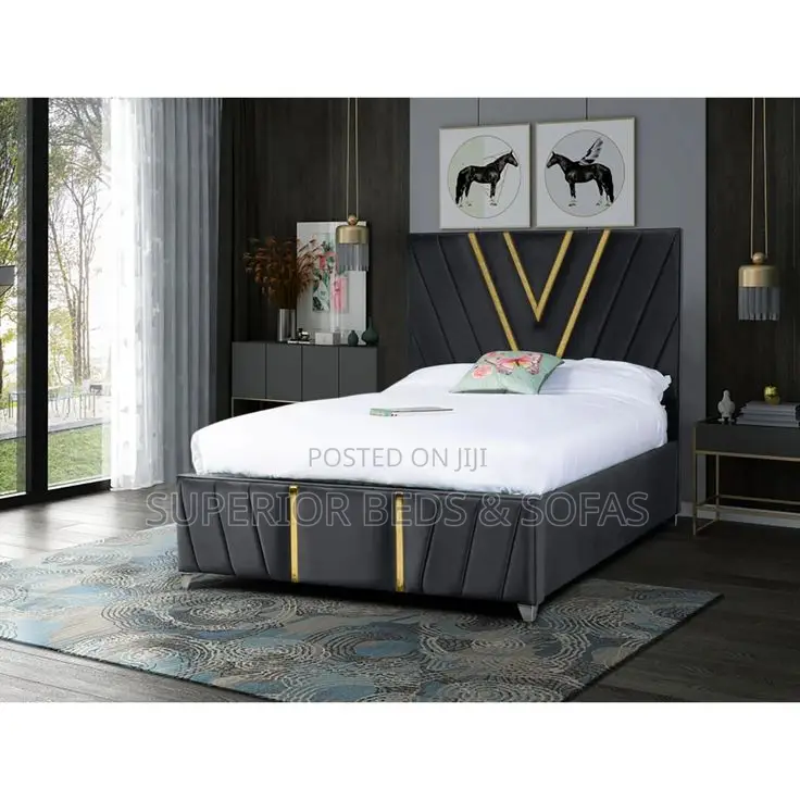 New Chic Black Fabric Bed 5x6