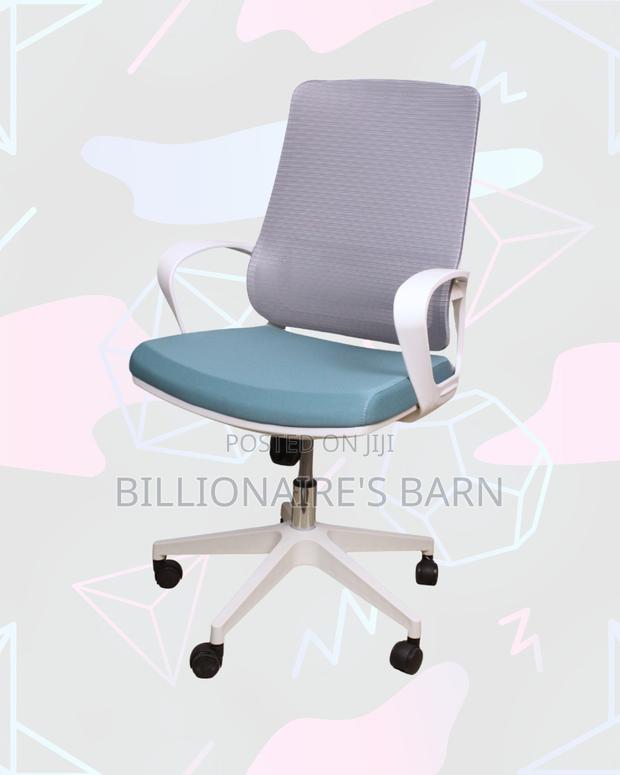 White Mid-Back Mesh Chair | Rolling Comfort for Busy Workdays | - thumbnail 3
