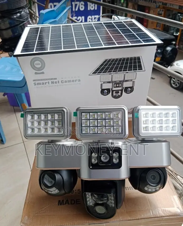 Smart Home Security 4g PTZ Triple Lens Camera With Solar Flood Light