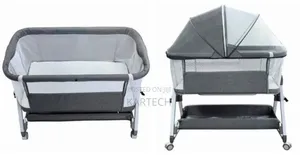 Adjustable Baby Bedside Bassinet With Mosquito Net Storage