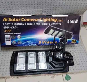 3 in 1 450watts Solar Ai Streetlight PTZ Triple Lens Simcard Camera