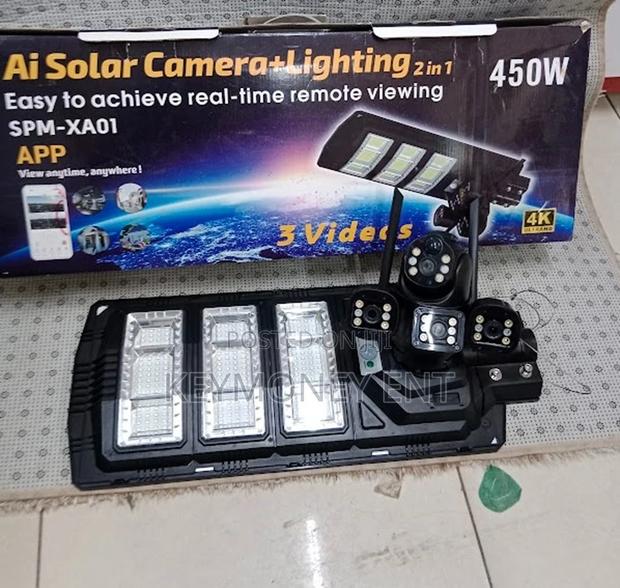 450w Solar Floodlight Wifi Triple Lens PTZ Camera - main view