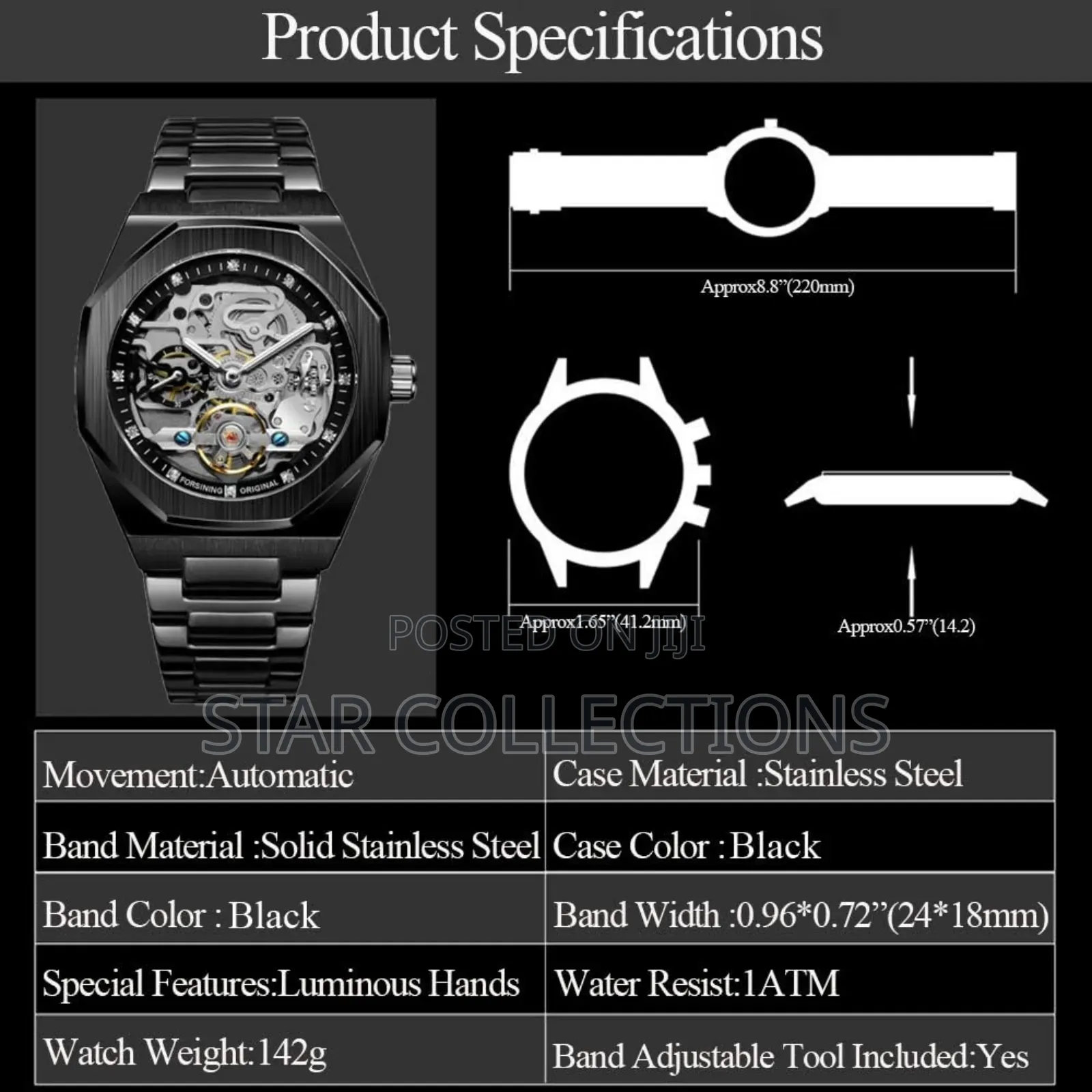 Black Forsining Automatic Mechanical Watch