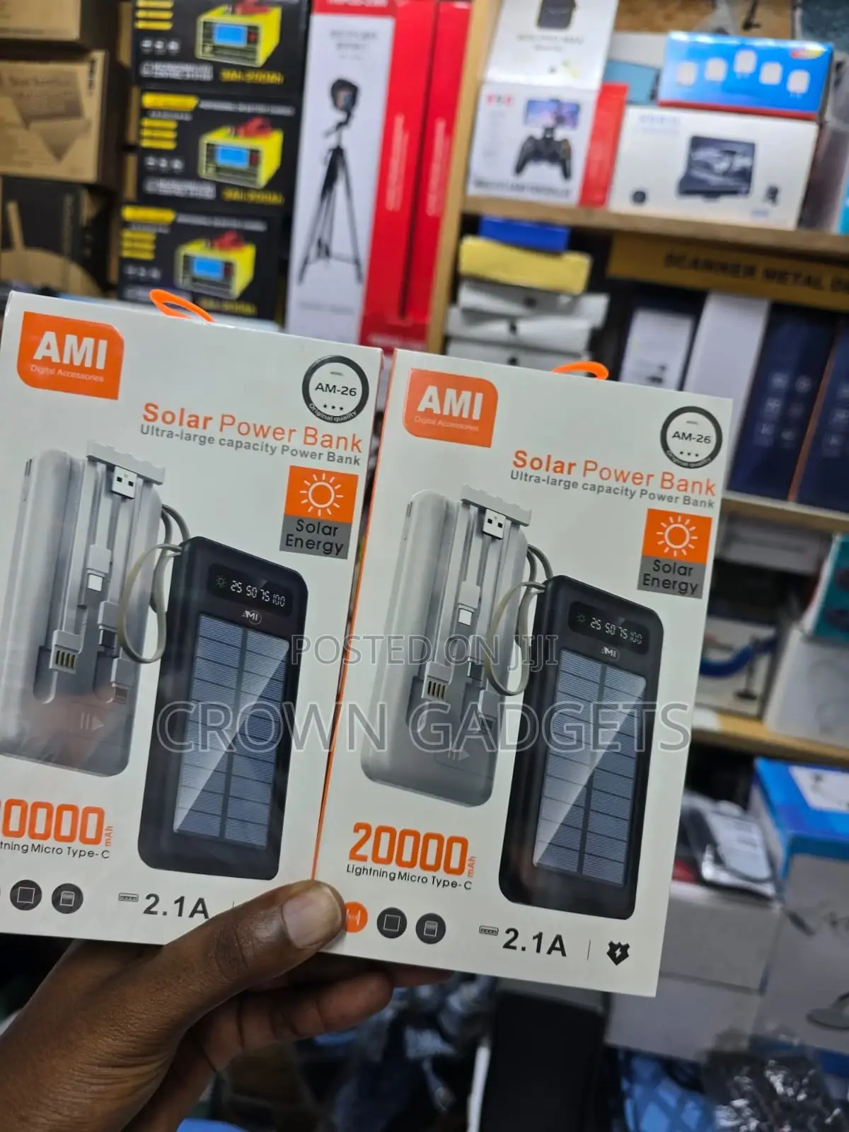 Ami Am-26 20000mah Solar Power Bank With Dual Usb Fast Charging