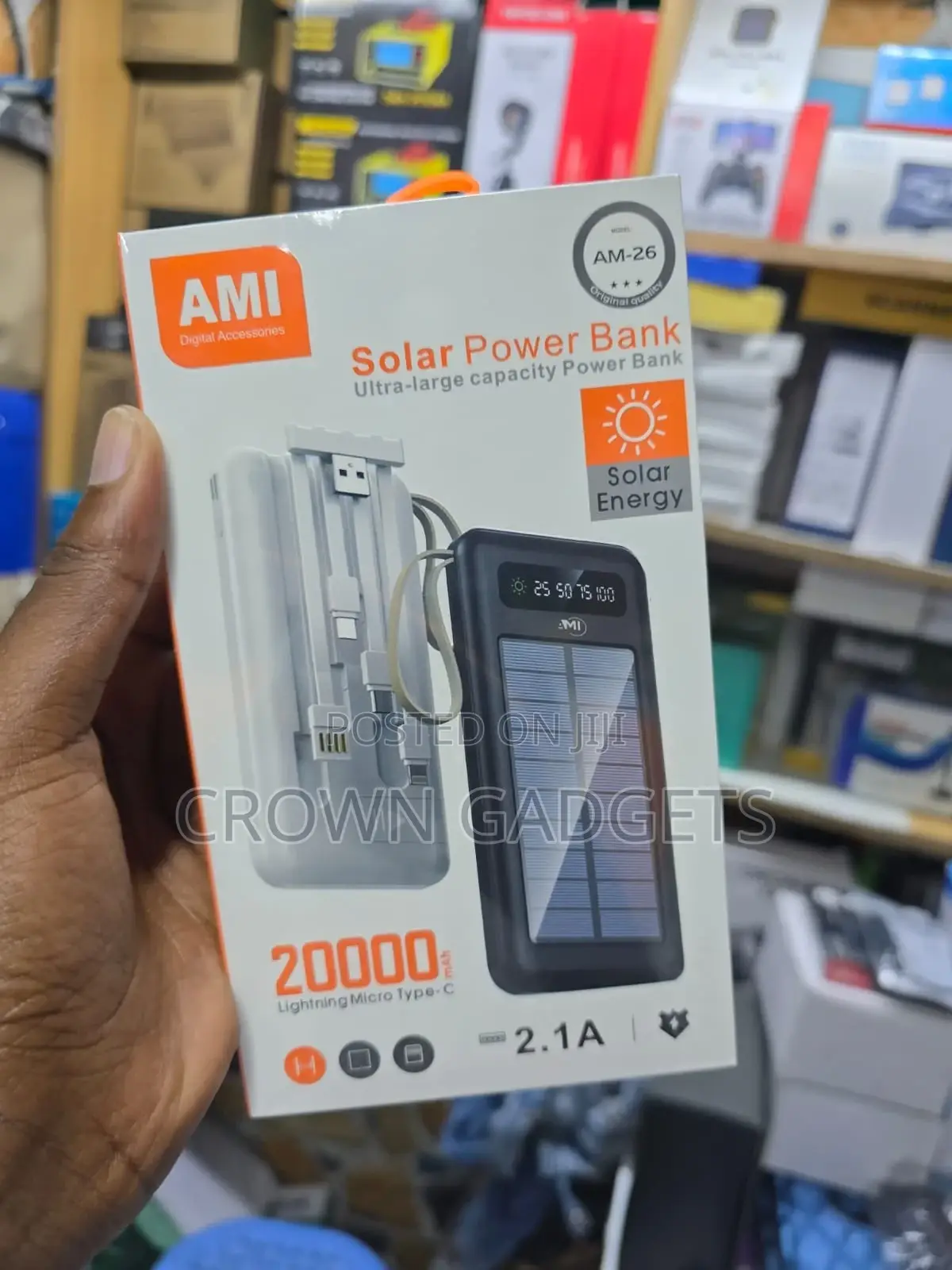 Ami Am-26 Solar Power Bank 20000mah With Type-C Lightning Input