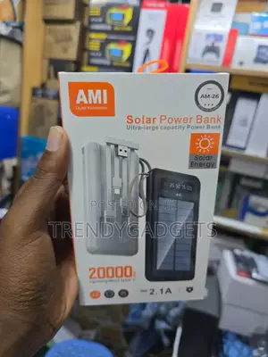 Ami Am-26 Solar Power Bank 20000mah With Type-C Lightning Input