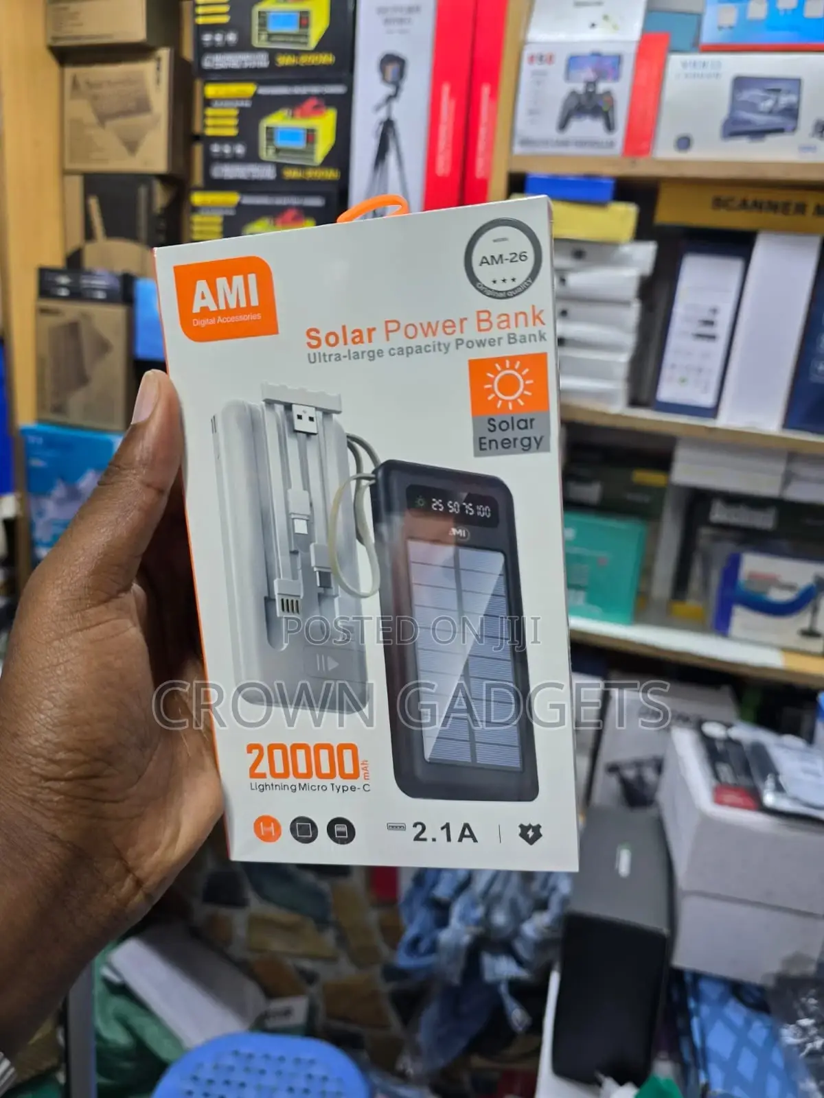 Ami Am-26 High Capacity Solar Power Bank With Led Battery Indicator