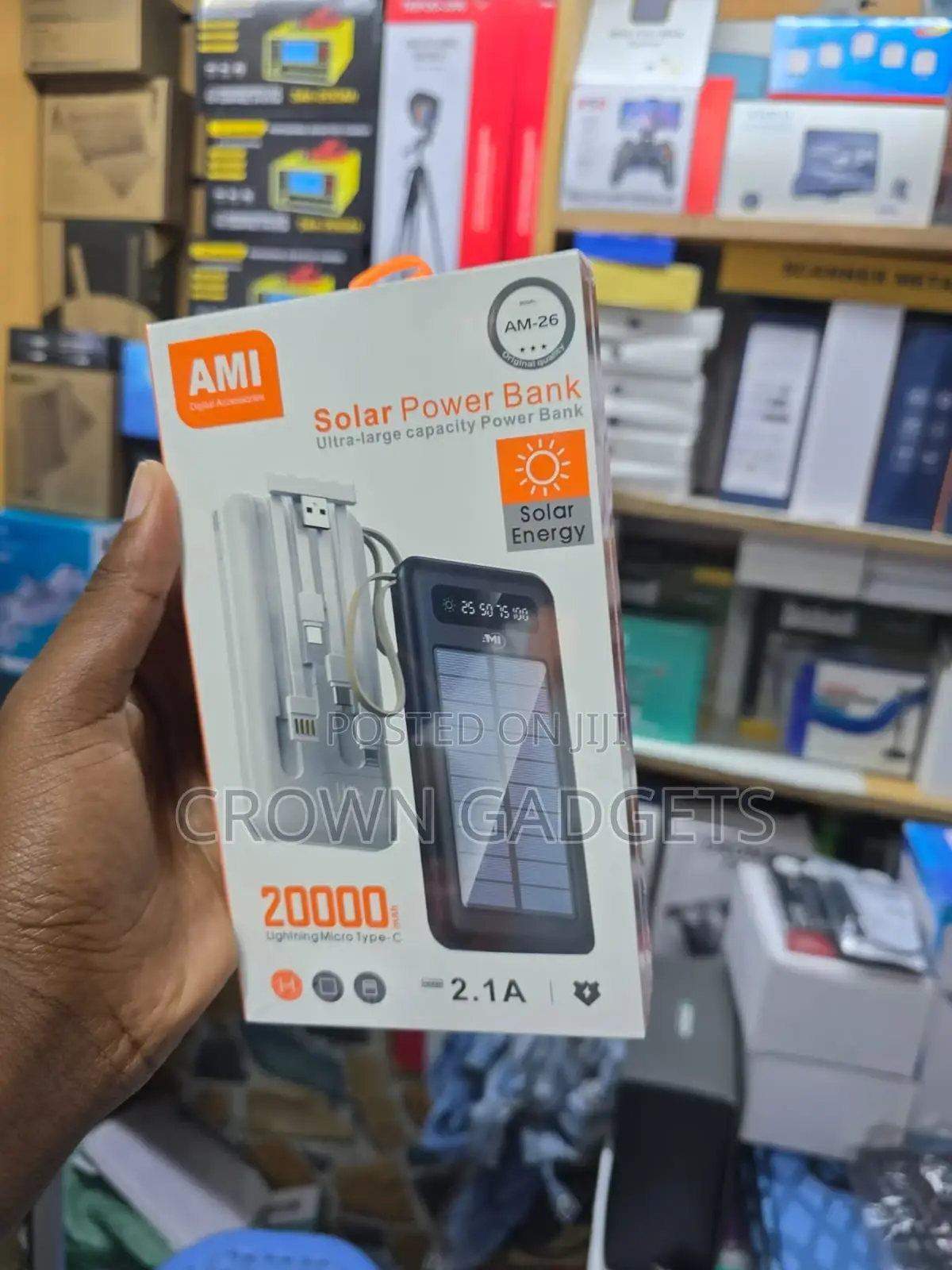 Ami Am-26 High Capacity Solar Power Bank With Led Battery Indicator