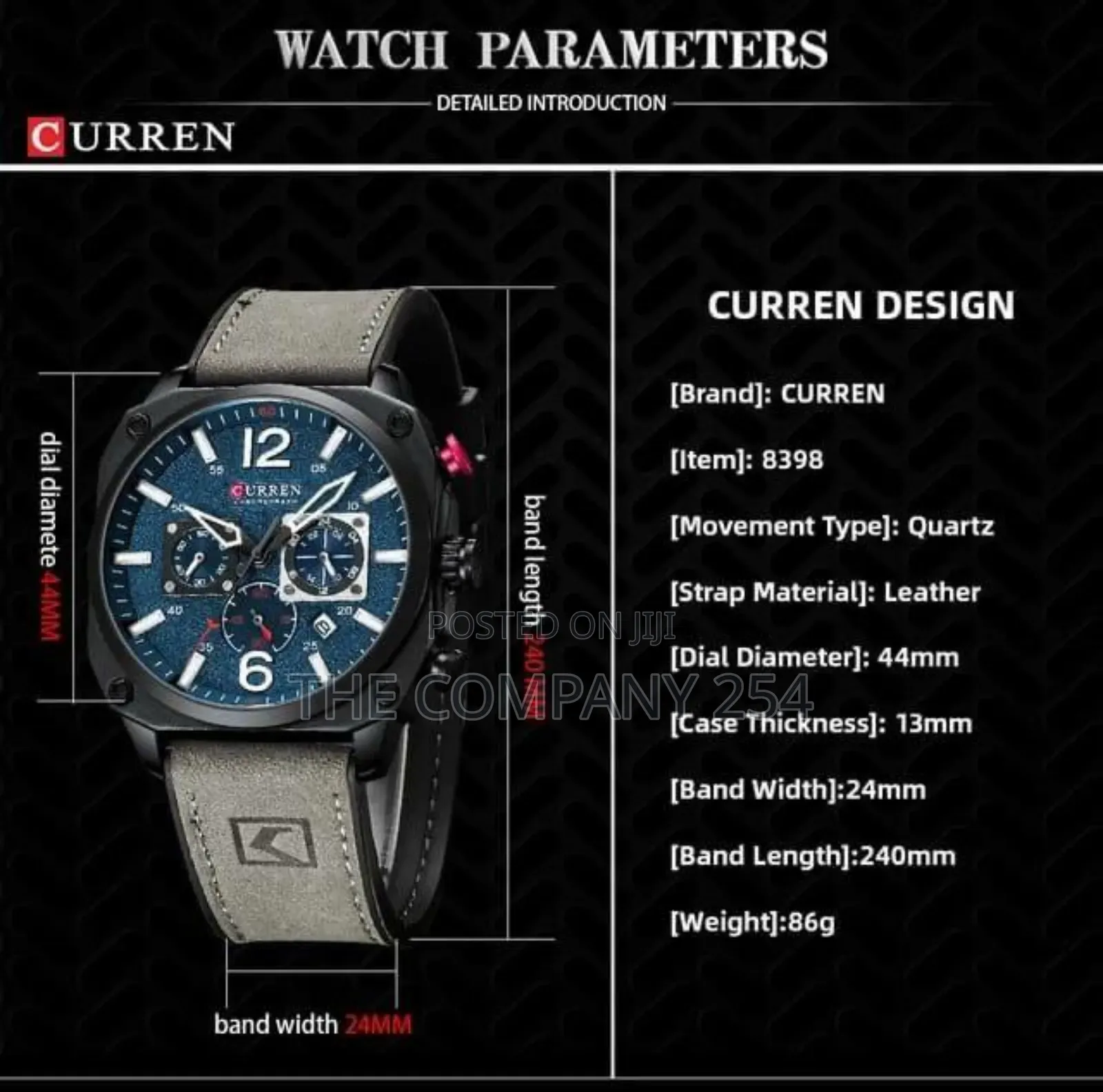 Curren Gents 8398 Chronograph Water Resistant Date Display