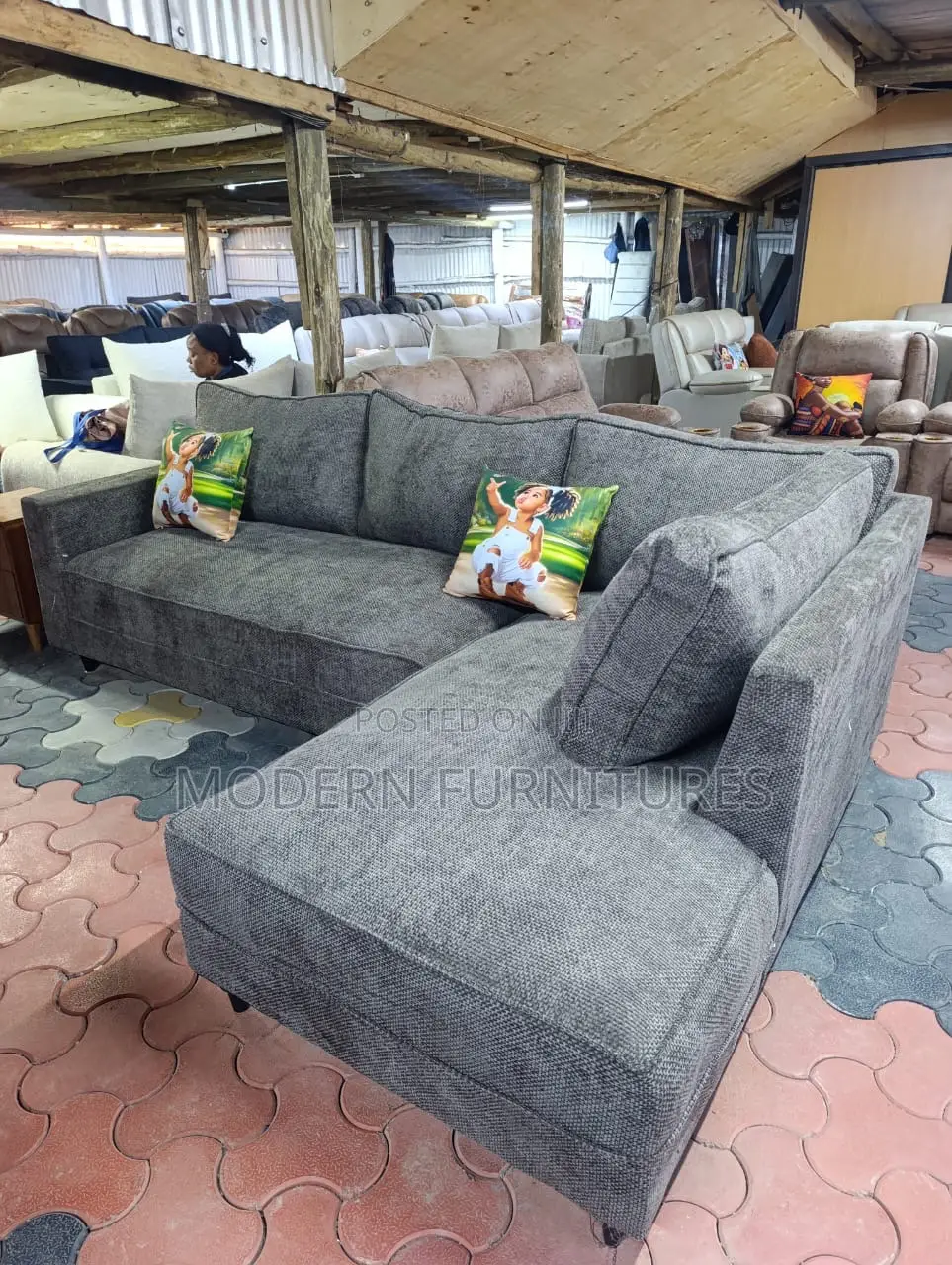 Dark Grey L Sofa