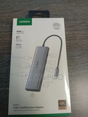 Ugreen Cm498 9 in 1 Usb C 3×Usb 3.0/Hdmi/Vga/Rj45 Gigabit