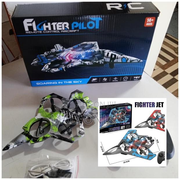 Remote Control Fighter Jet Drone With Led Lights 360° Stunts Headless - main view