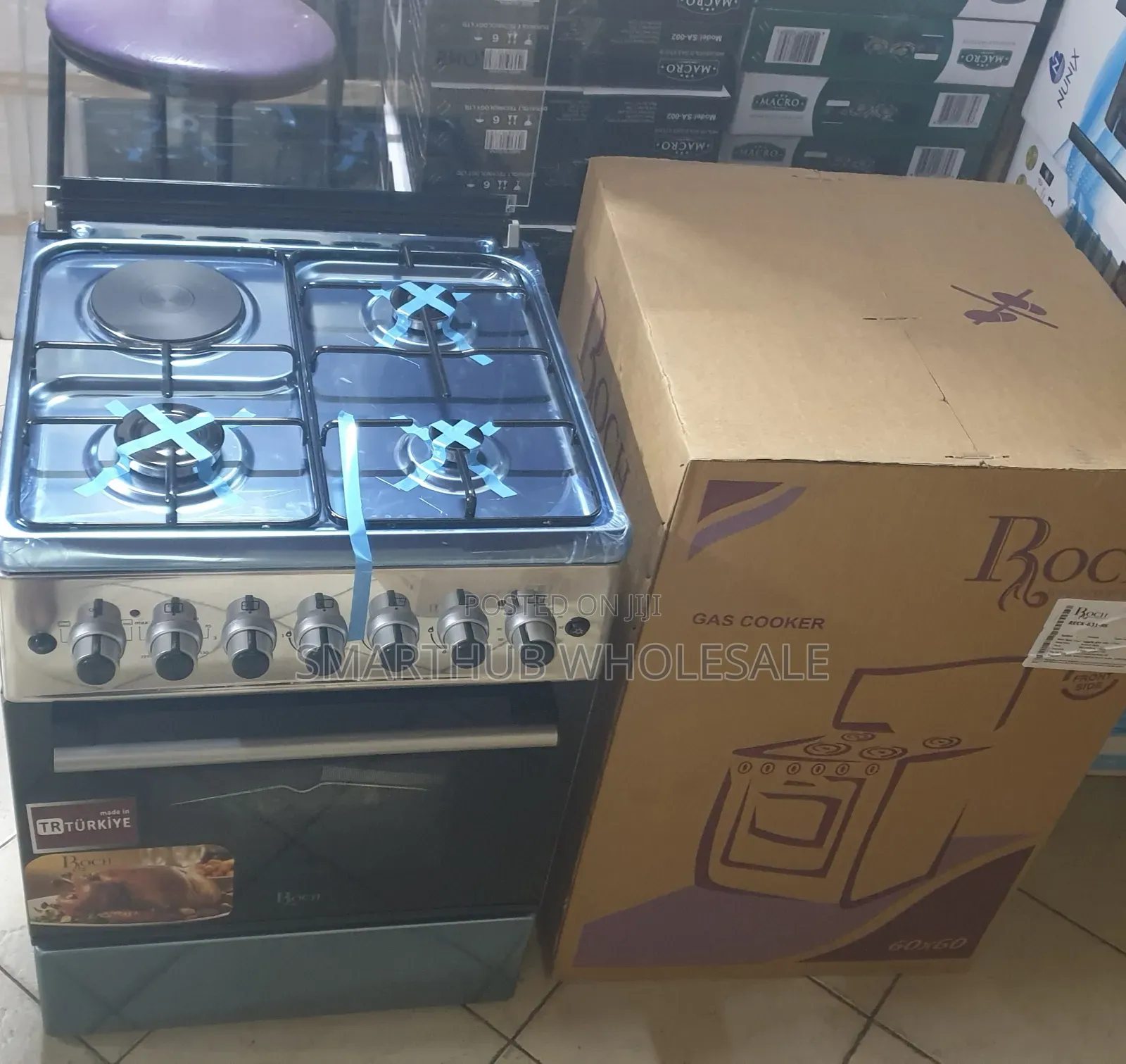 Roch 60x60 Cooker, 3 Gas 1 Hotplate, Electric Oven, Turkey Model