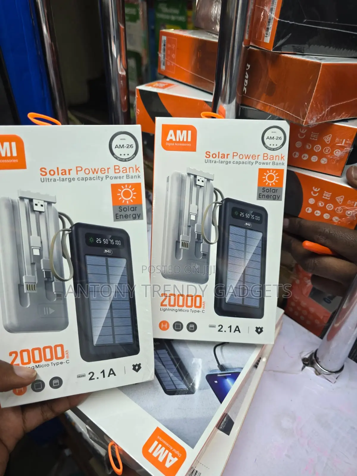 Ami Am-26 20000mah Solar Power Bank With Dual Usb Fast Charge