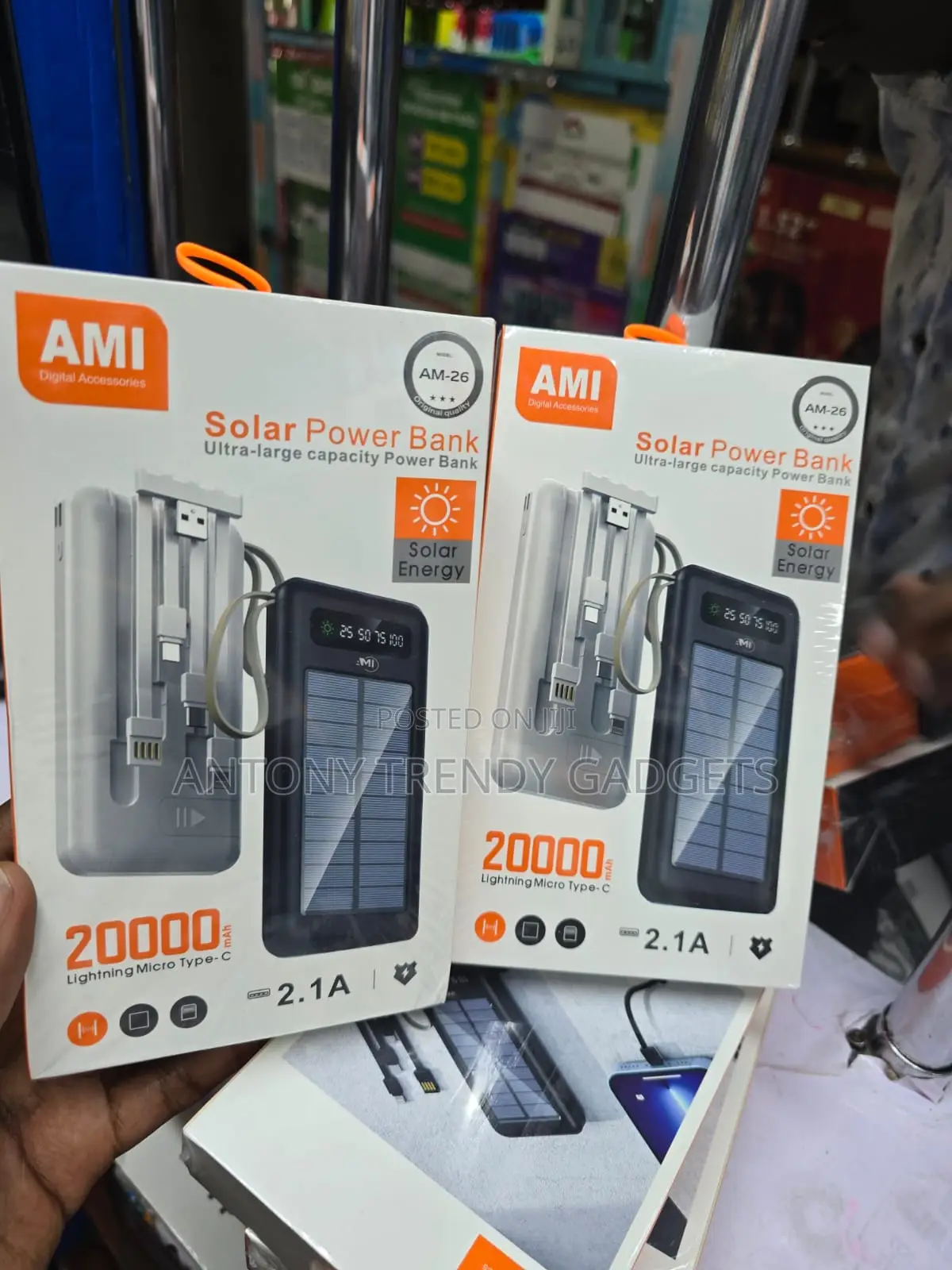 20000mah Ami Am-26 Solar Power Bank Fast Charging Portable