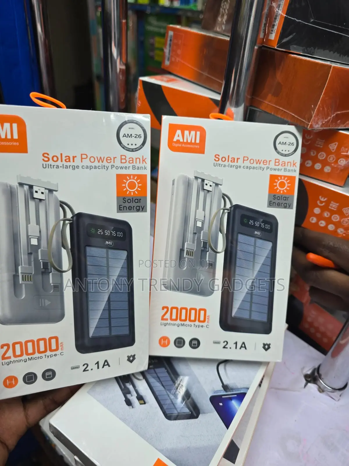 20000mah Ami Am-26 Solar Power Bank Fast Charging Portable