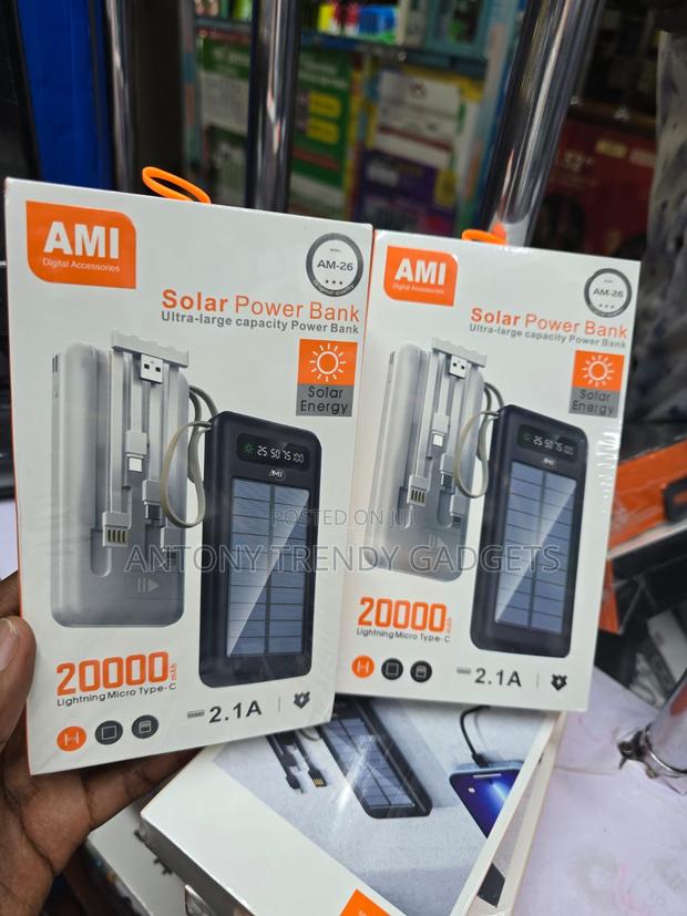 Ami Am-26 High Capacity 20000mah Solar Charging Power Bank