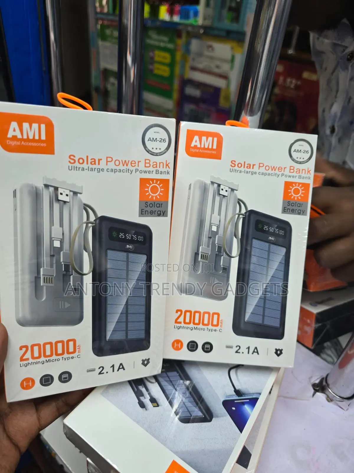 Ami Am-26 High Capacity 20000mah Solar Charging Power Bank