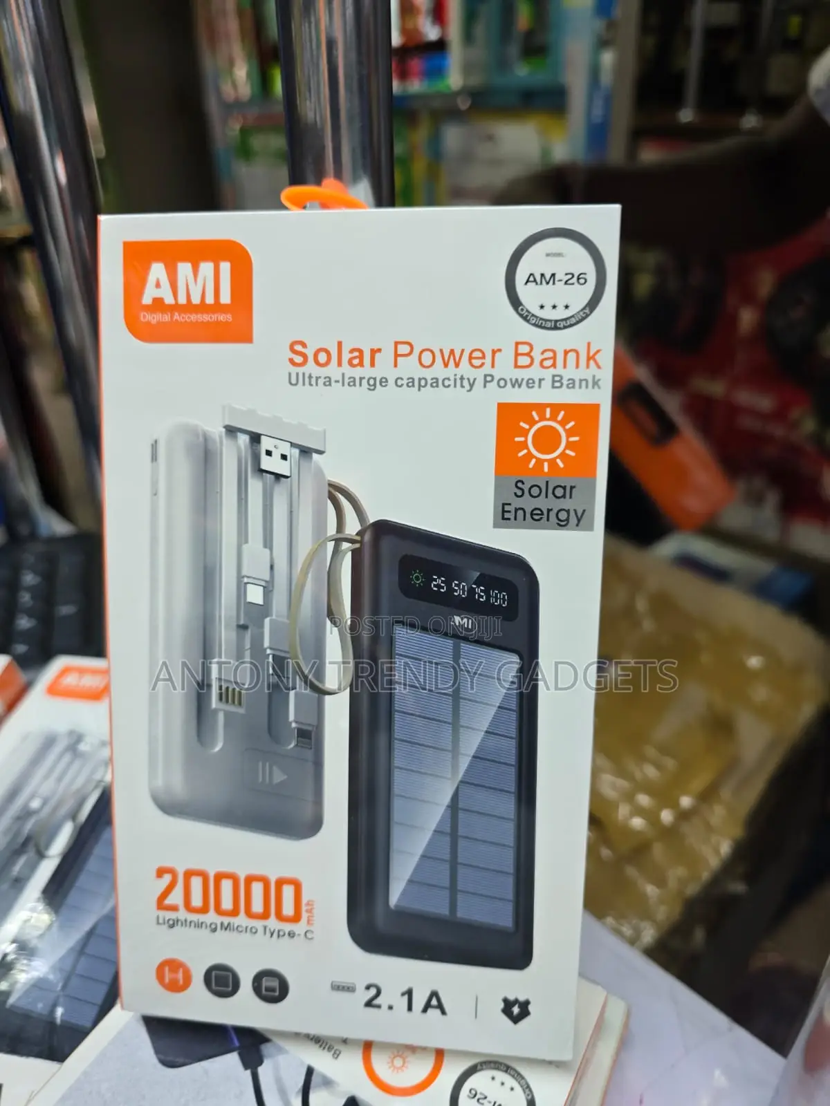 Ami Am-26 20000mah Solar Power Bank, Am-26 20000mah Solar Power Bank