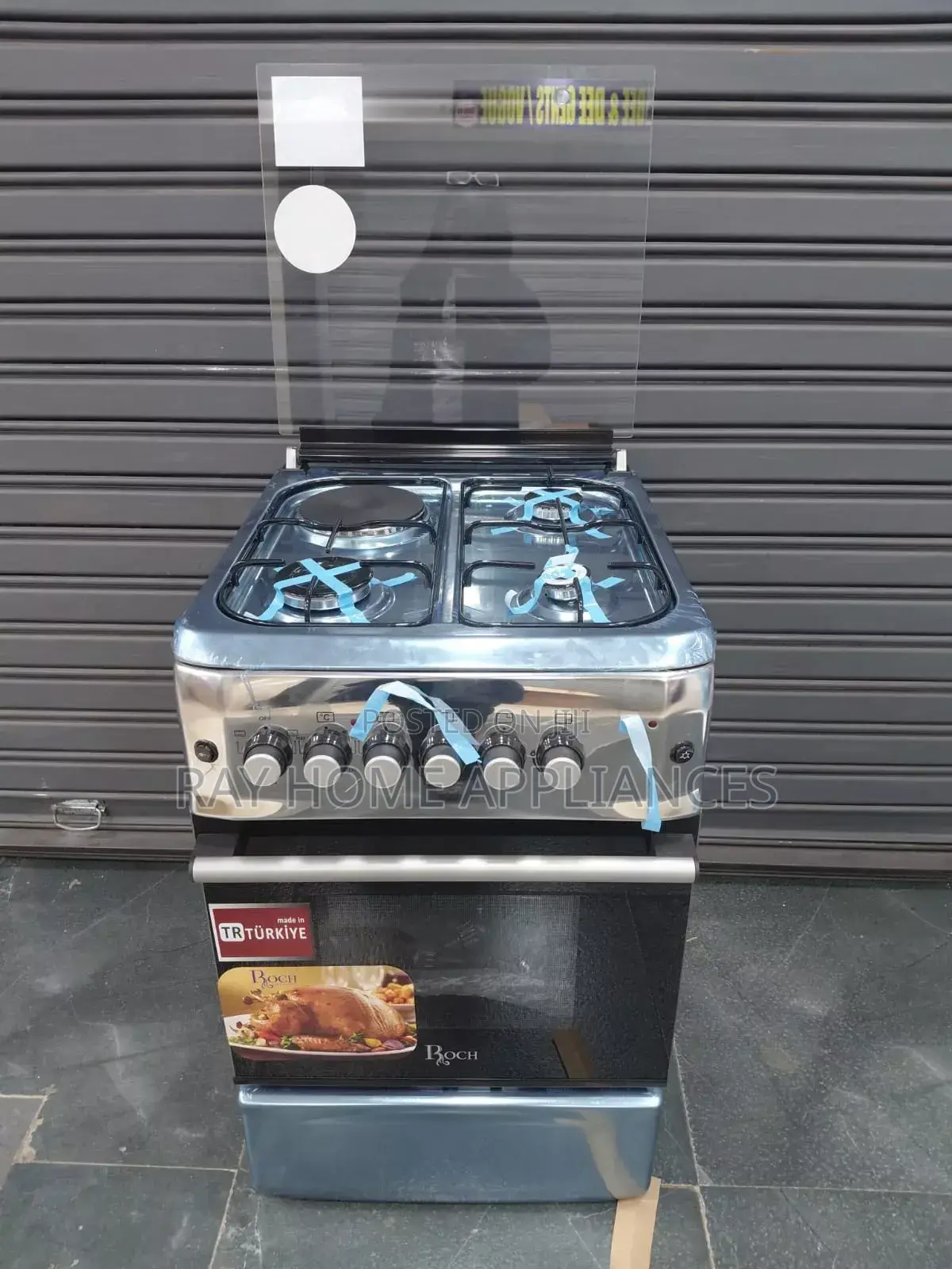 Roch 50cm*55cm 3gas+1electric Hotplate With Electric Oven (Silver)