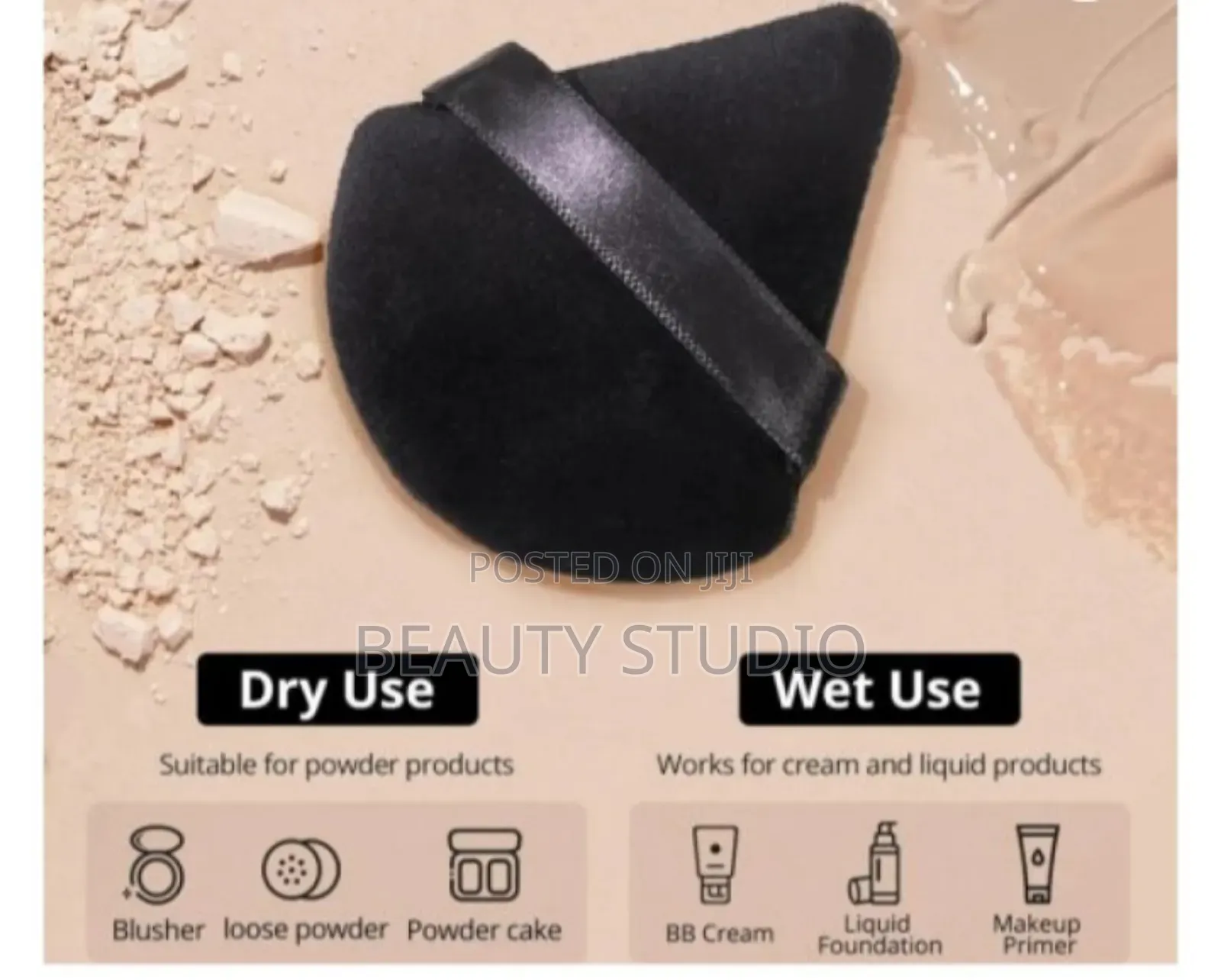 Triangle Makeup Powder Puffs_black