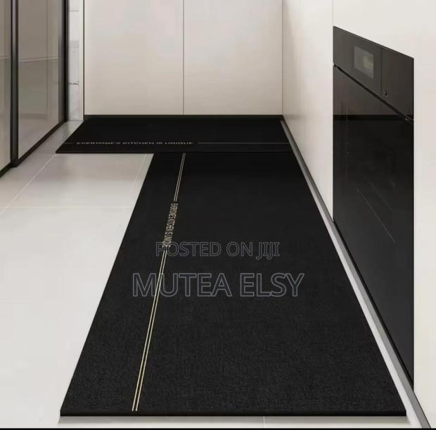 Black Charcoal Grey Rubber Bottom Antislip Kitchen Mats - thumbnail 2