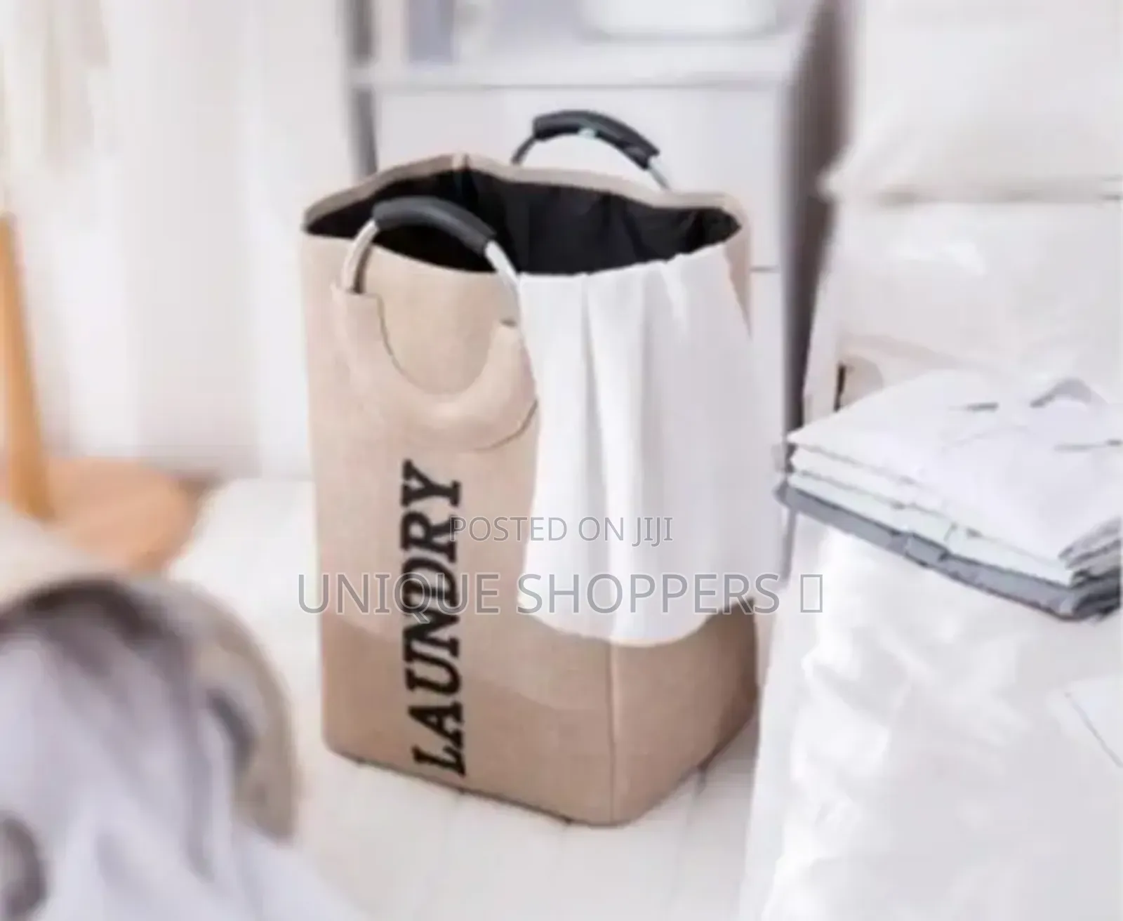 Large Laundry Basket Colours Beige And Grey.