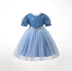 Blue Disney Princess Elsa Costume Dress Snowflake Prints