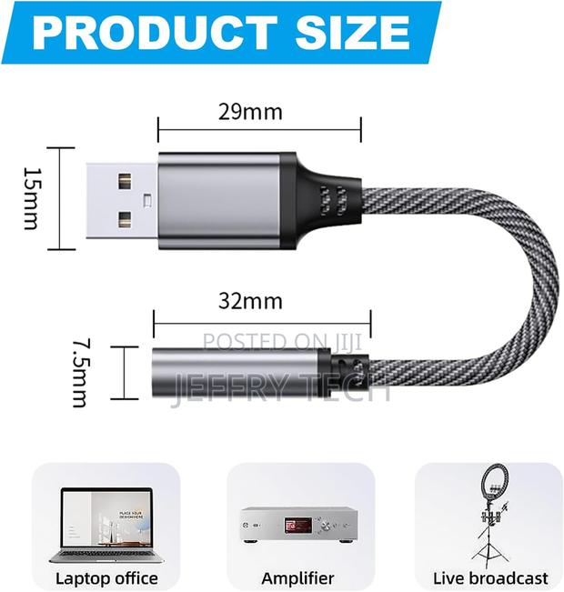 Usb to 3.5mm Jack Audio Adapter, External Sound Card Usb-a to Audio Ja