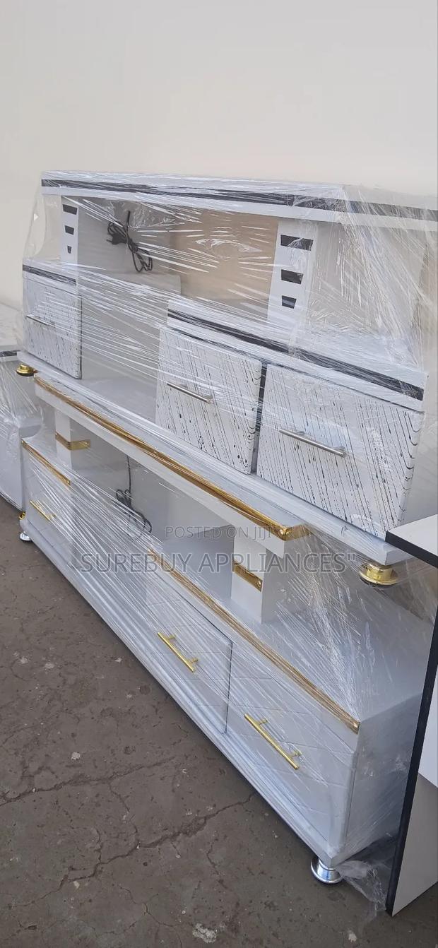 Executive Tv Stand With Marble Coating and Light - main view