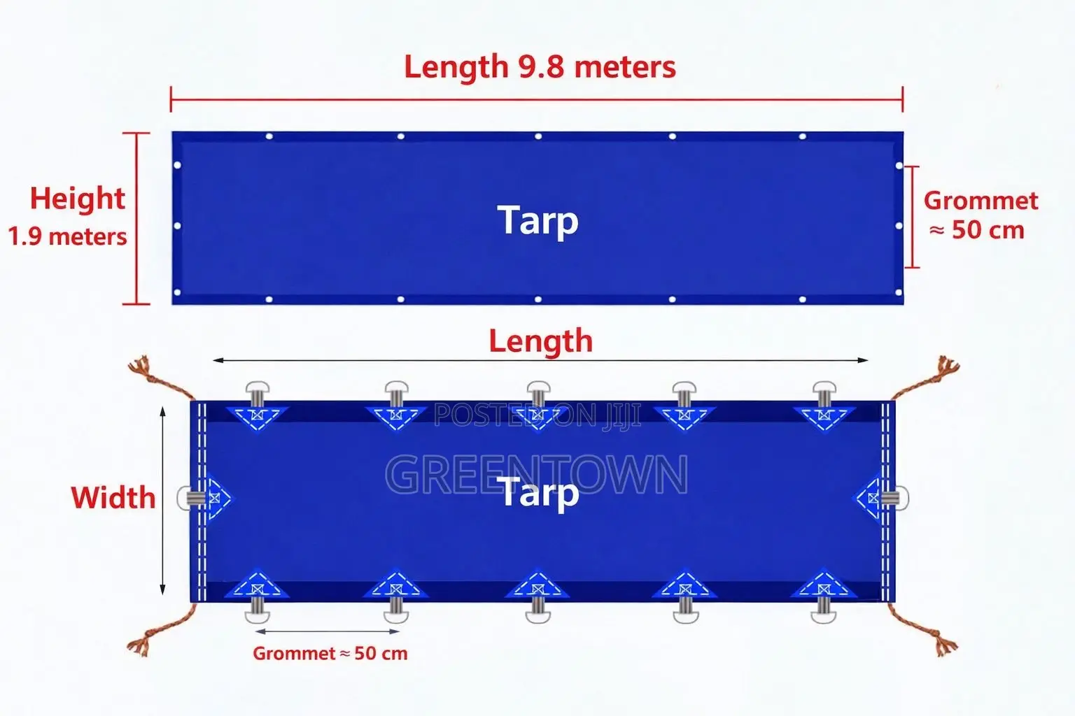 9.6m Long Truck – Tarpaulin Cover Set