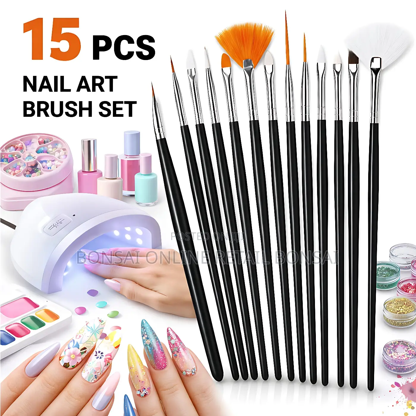 15pcs Nail Art Brush Set With Dotting Pen for Manicure Painting