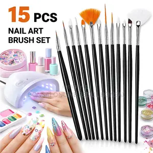 15pcs Nail Art Brush Set With Dotting Pen for Manicure Painting