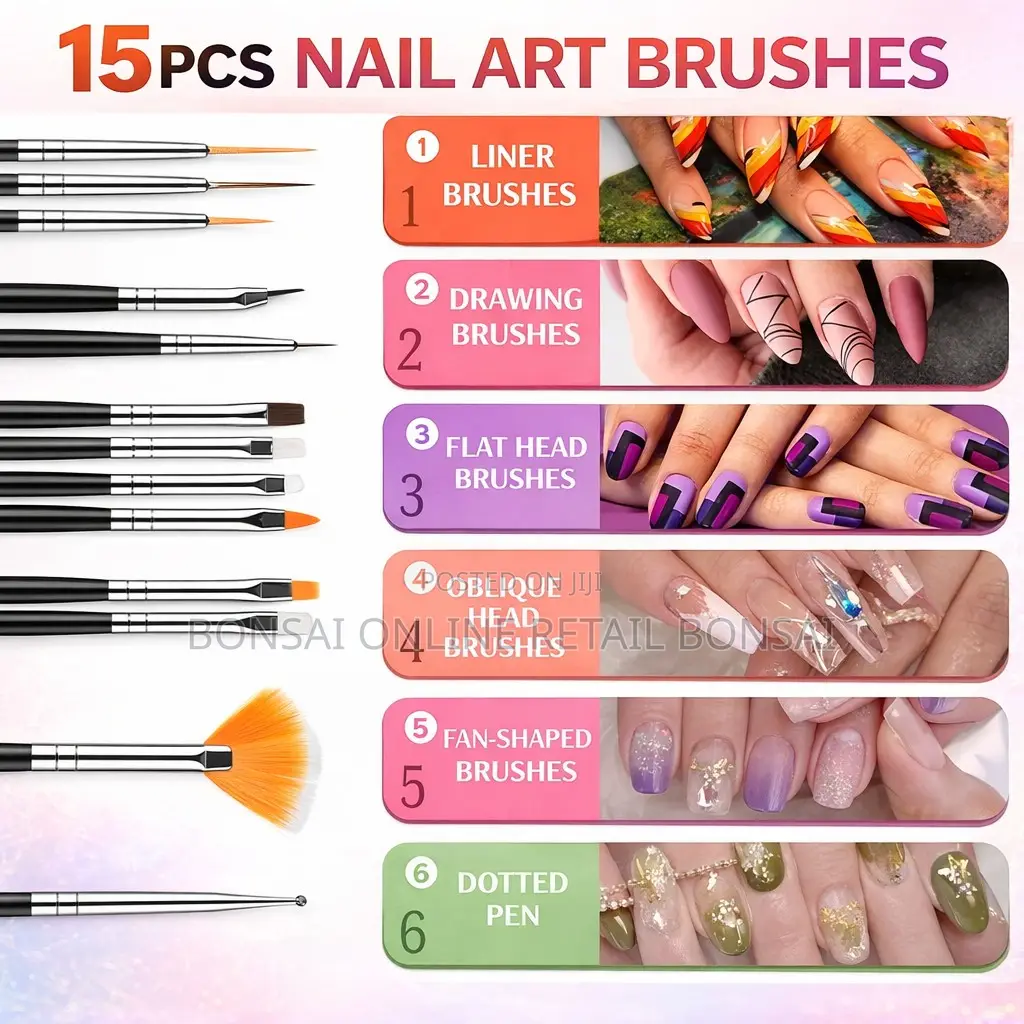 15pcs Nail Art Brush Set With Dotting Pen for Manicure Painting