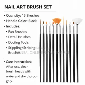 15pcs Nail Art Brush Set With Dotting Pen for Manicure Painting