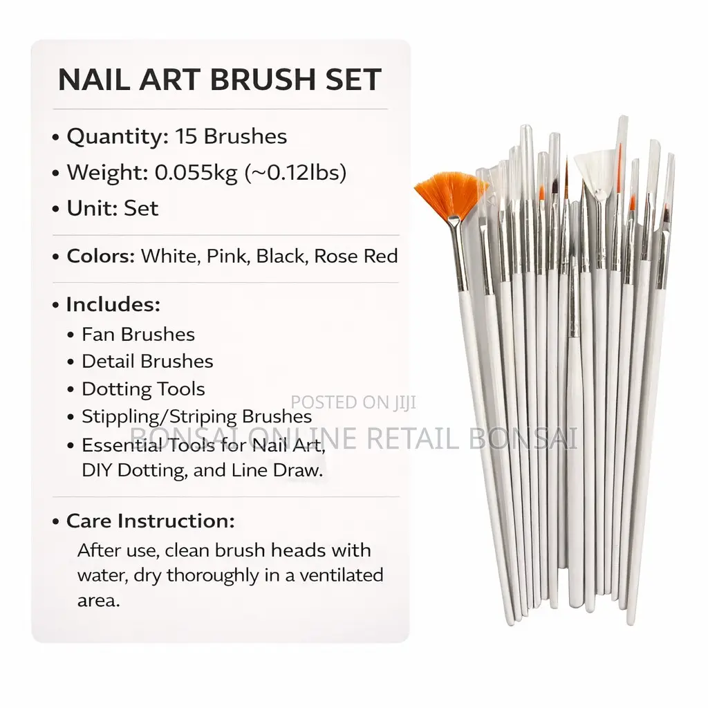 15pcs Nail Art Brush Set With Dotting Pen for Manicure Painting