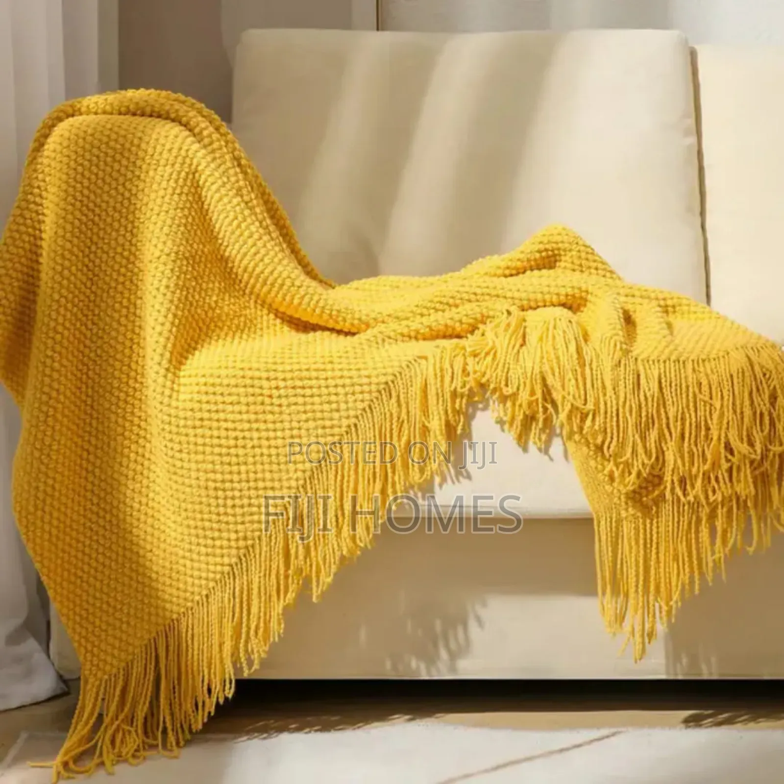 Knitted Tassel Throw Blankets - 163 by 183 Cm - 12 Cm Tassels