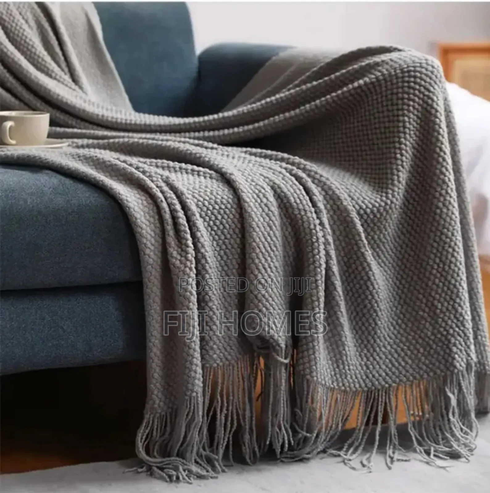 Knitted Tassel Throw Blankets - 163 by 183 Cm - 12 Cm Tassels