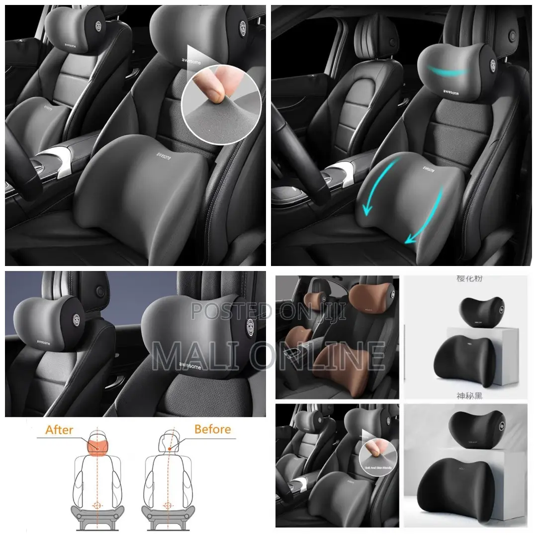Car Lumbar Support Pillow Neck Pillow Set Memory Foam Headrest