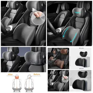 Car Lumbar Support Pillow Neck Pillow Set Memory Foam Headrest