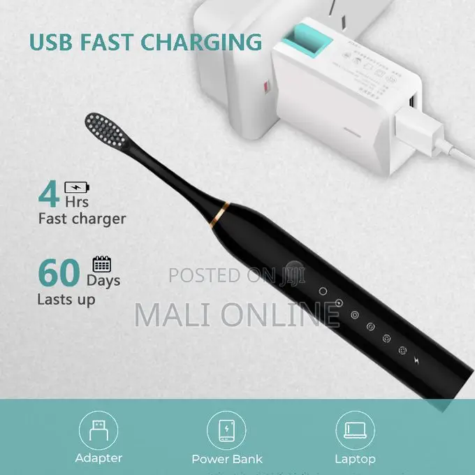 Sonic Electric Toothbrush Usb Rechargeable 6 Modes Ipx7 Waterproof