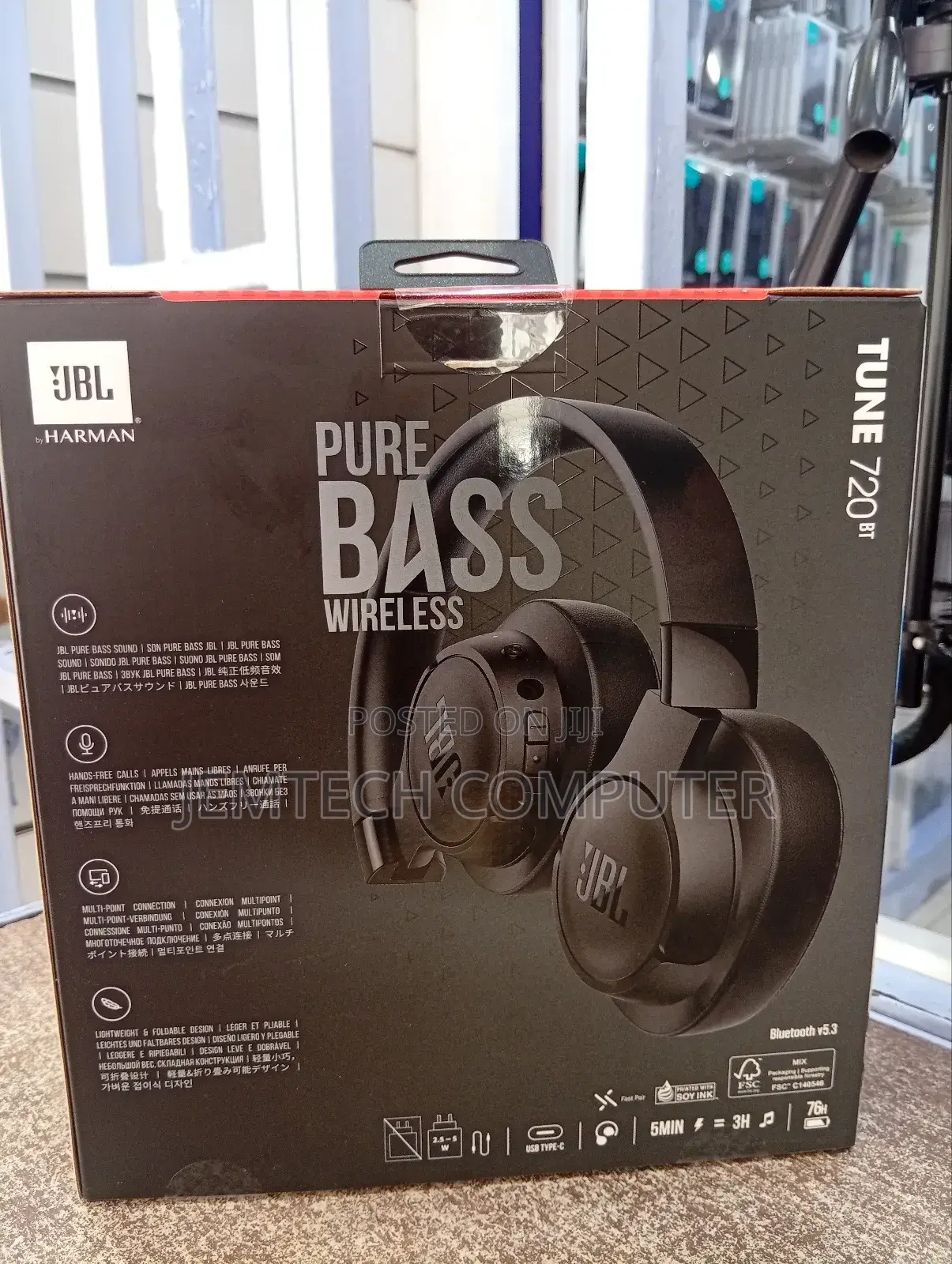 //Jbl Tune 720bt Wireless on-Ear Headphones (Black /