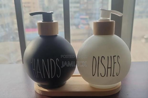 3-in-1 Refillable Ceramic Bottle Set – Bamboo Base - Pm - main view