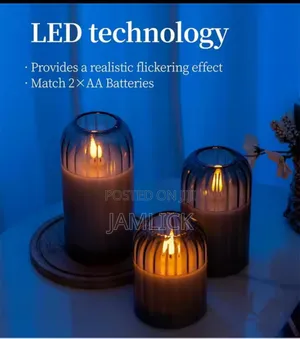 3-in-1 Advanced Glass Led Decor Candle – Gold Grey - Bz